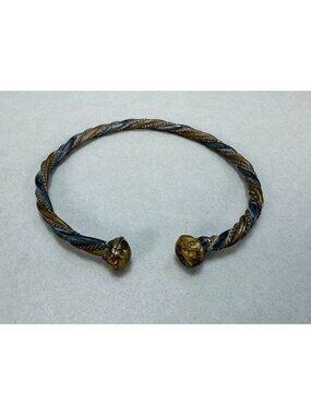 Vintage MCM Twisted Mixed Metal Torque Cuff Bracelet Artisan Style Unique